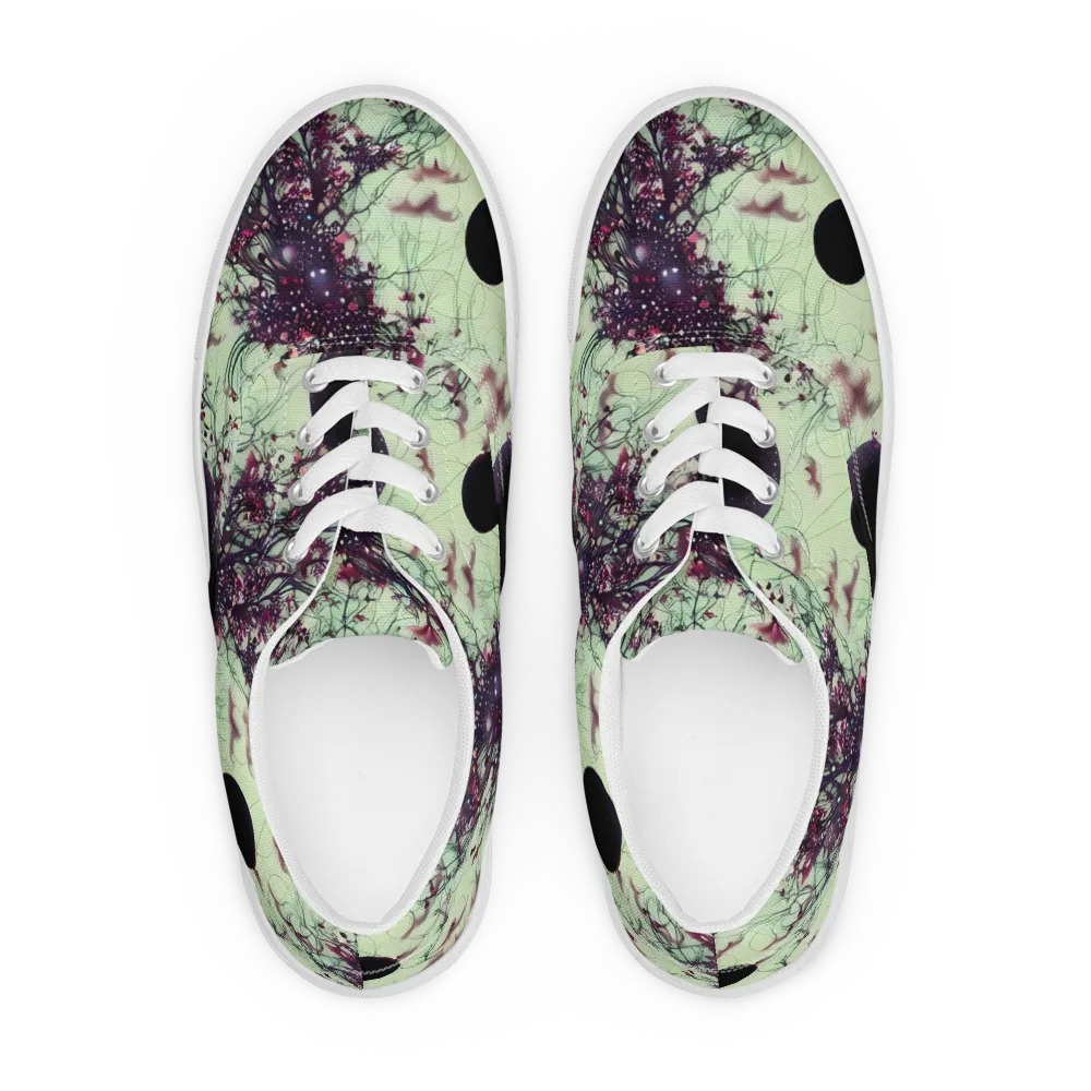 Celestial Bloom on Men's Lace-Up Canvas Shoes — Front