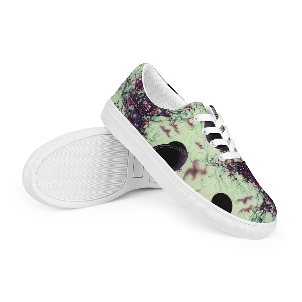 Celestial Bloom on Men's Lace-Up Canvas Shoes — Right Front