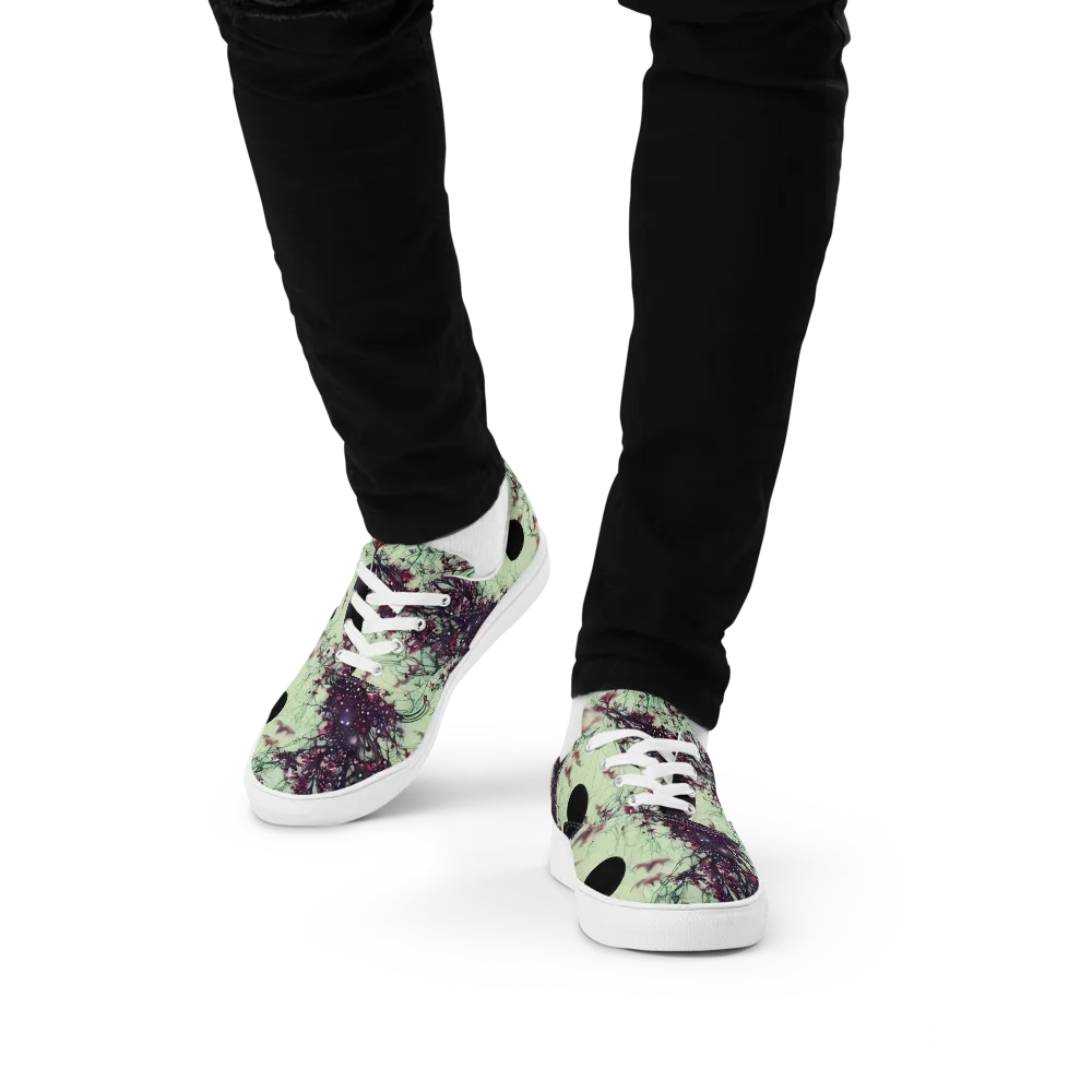 Celestial Bloom on Men's Lace-Up Canvas Shoes — Front