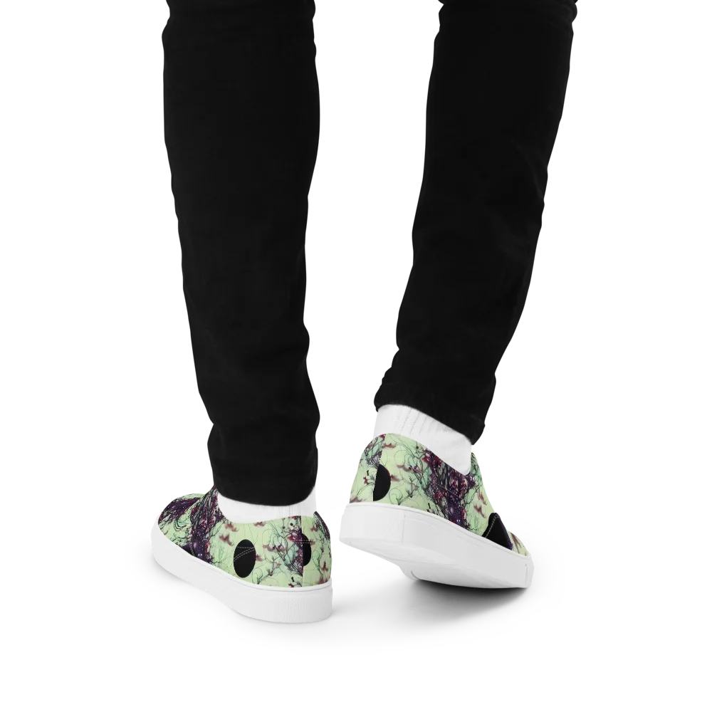 Celestial Bloom on Men's Lace-Up Canvas Shoes — Back