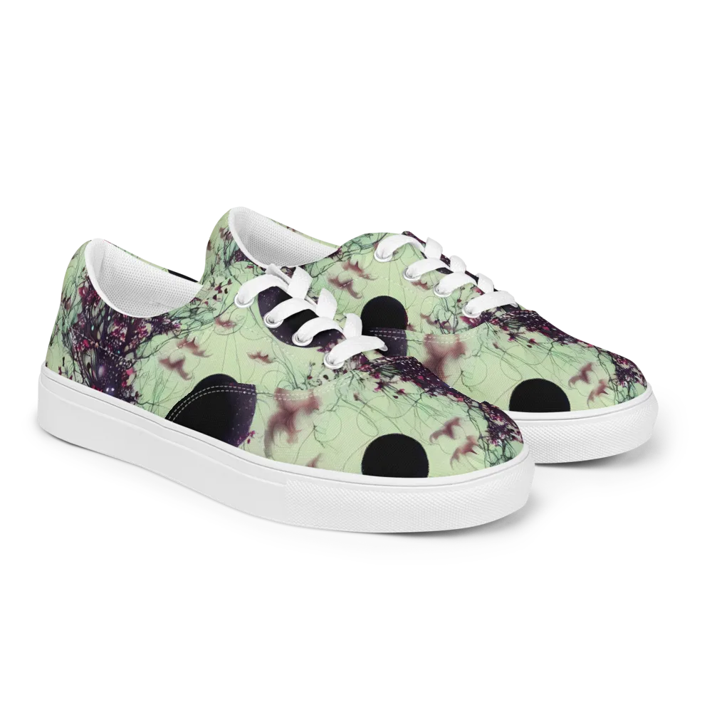Celestial Bloom on Men's Lace-Up Canvas Shoes — Right Front