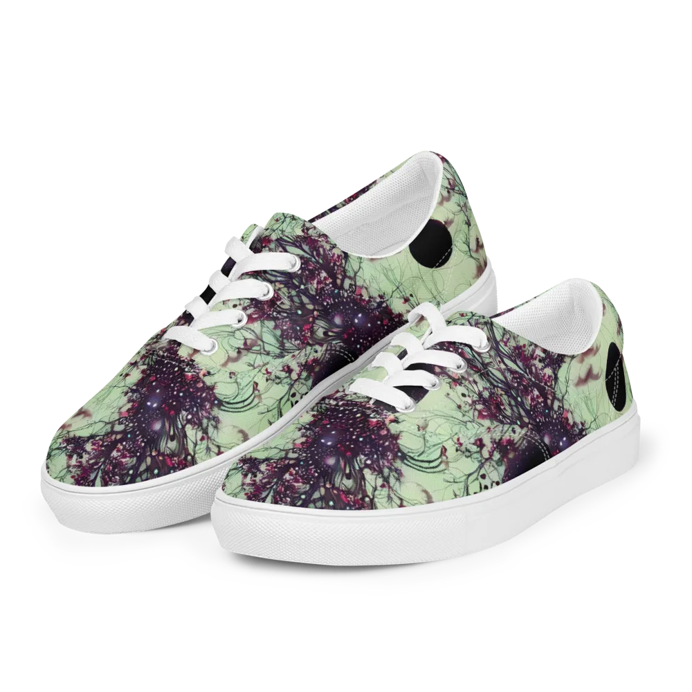 Celestial Bloom on Men's Lace-Up Canvas Shoes — Left Front