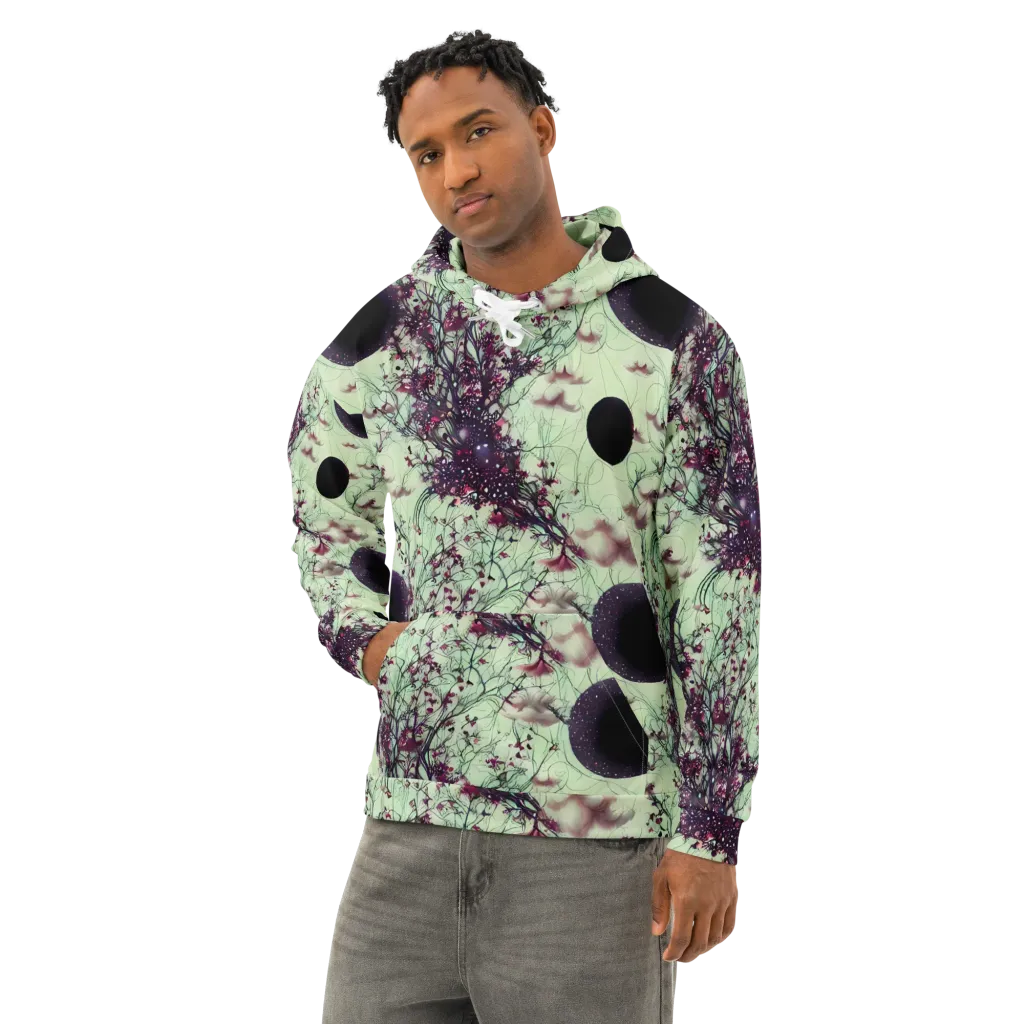 Celestial Bloom on Cotton Hoodie — Left Front