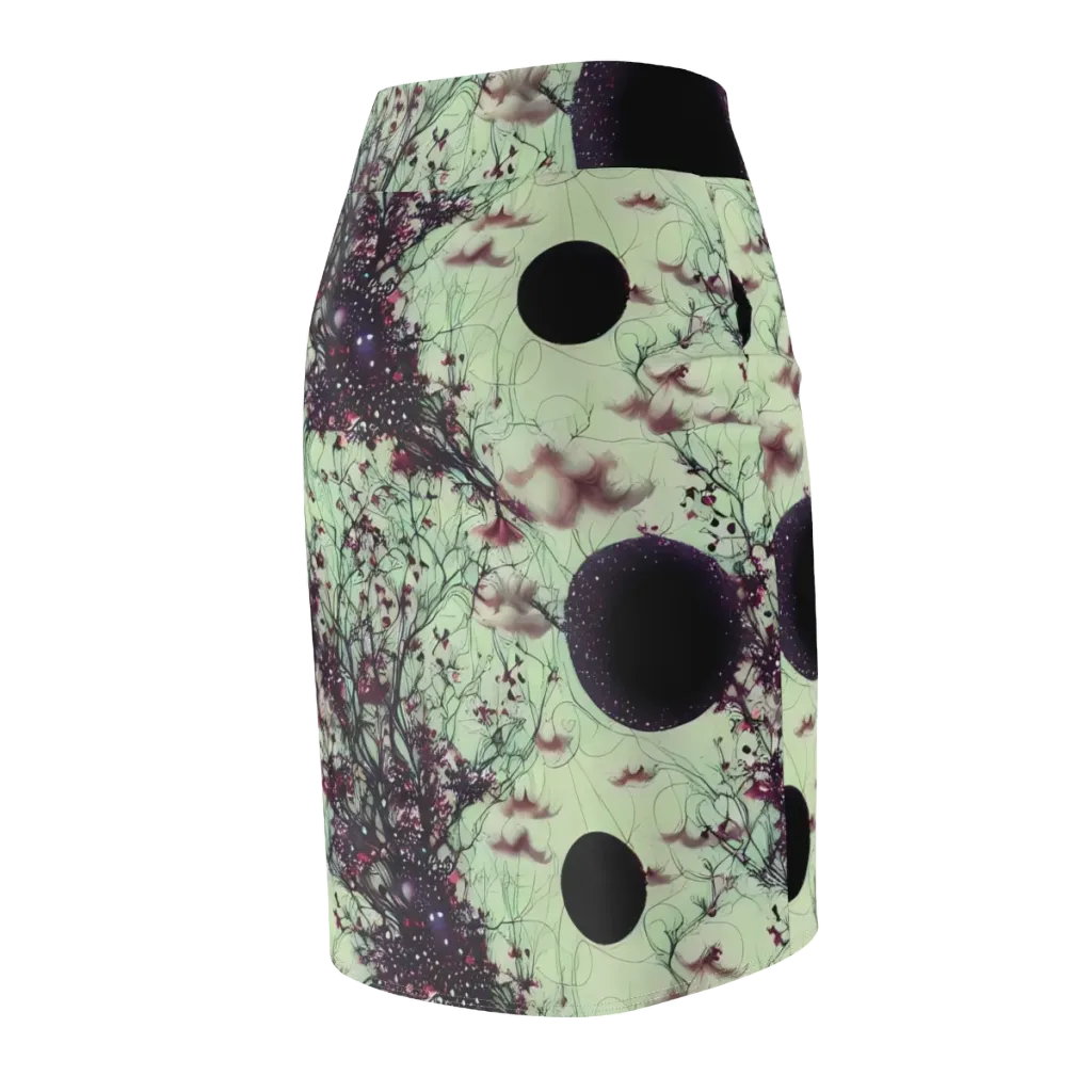 Celestial Bloom on Pencil Skirt — Back Side