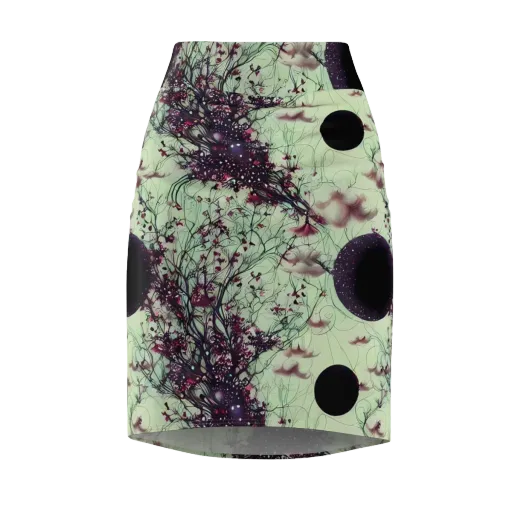 Celestial Bloom on a Pencil Skirt