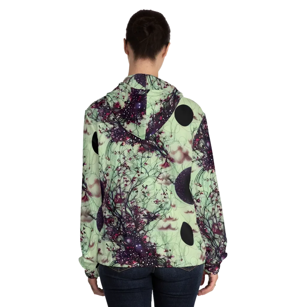 Celestial Bloom on Women's Full-Zip Hoodie — Back On Person