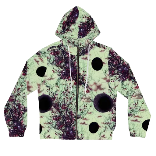 Celestial Bloom on a Women's Full-Zip Hoodie