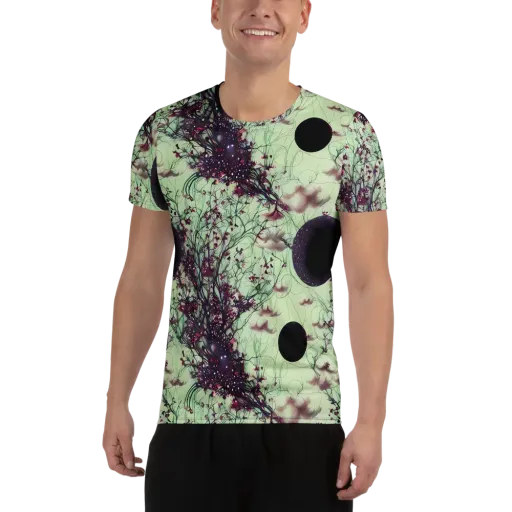 Celestial Bloom on a Men's Athletic T-Shirt