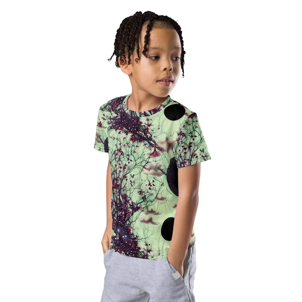 Celestial Bloom on Kids Crew Neck T-Shirt — Left Front