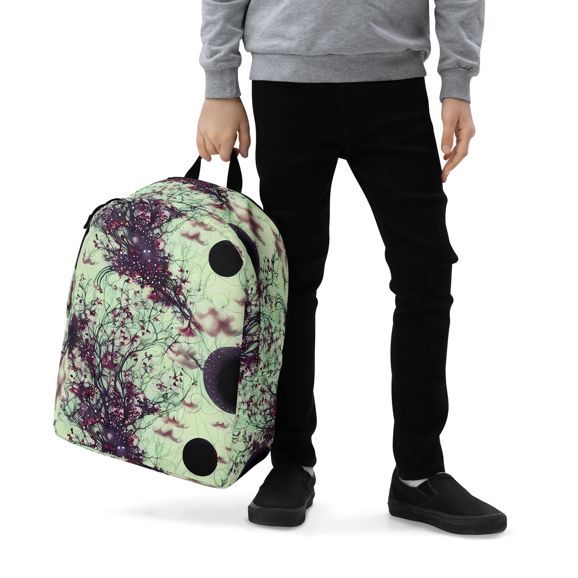 Celestial Bloom on Minimalist Backpack — Zoomed-in