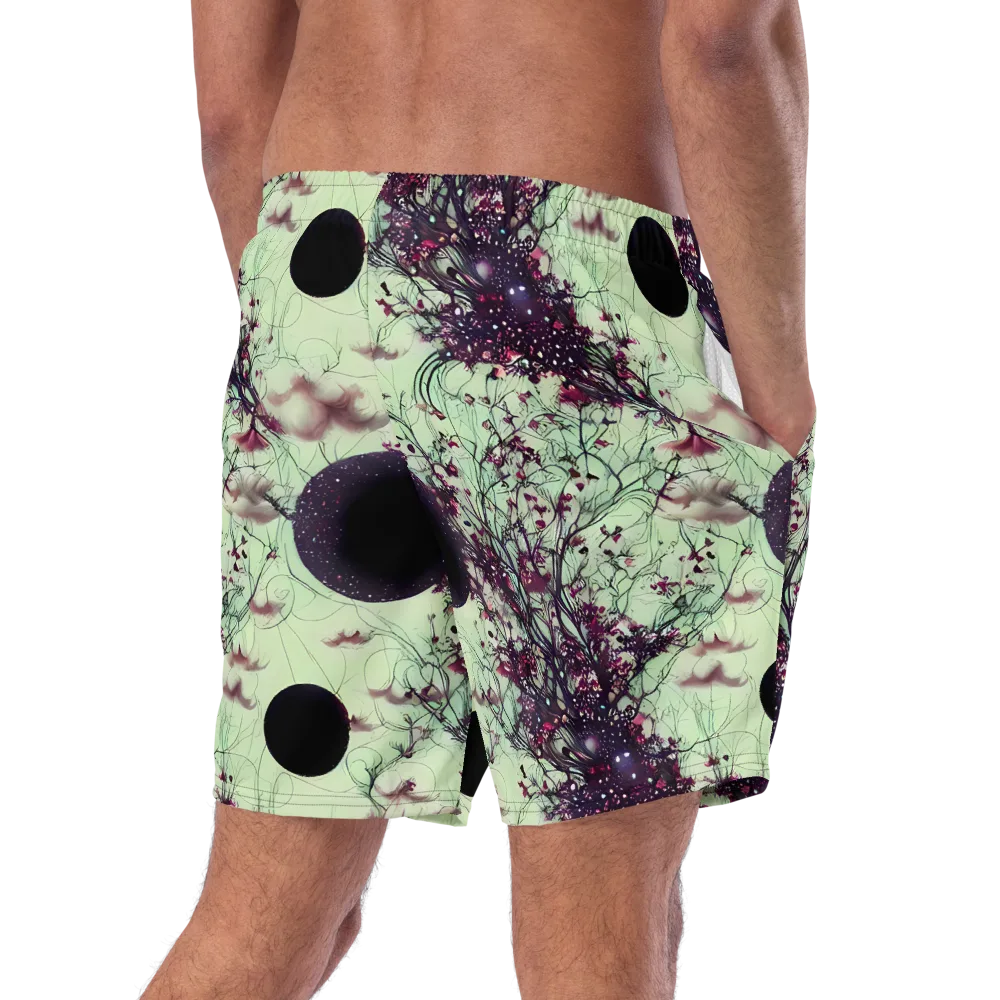 Celestial Bloom on Swim Trunks — Right Back