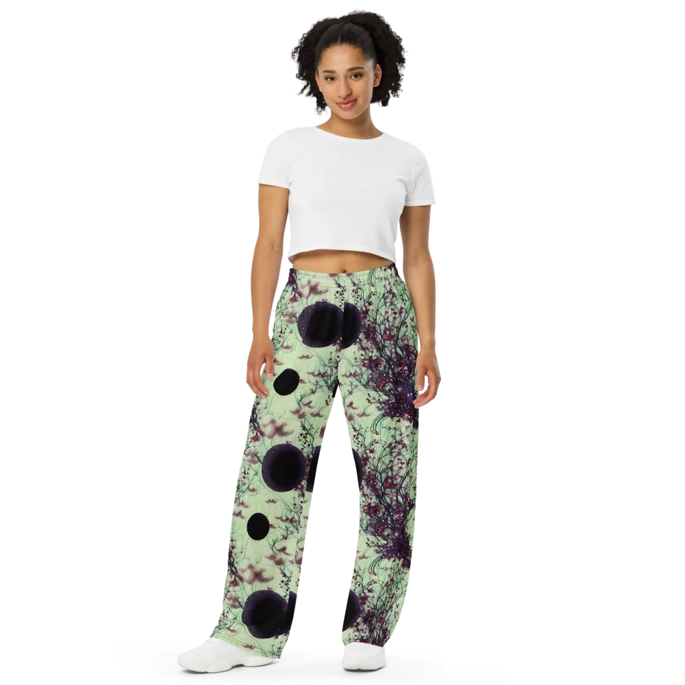 Celestial Bloom on Wide-Leg Pants — Front
