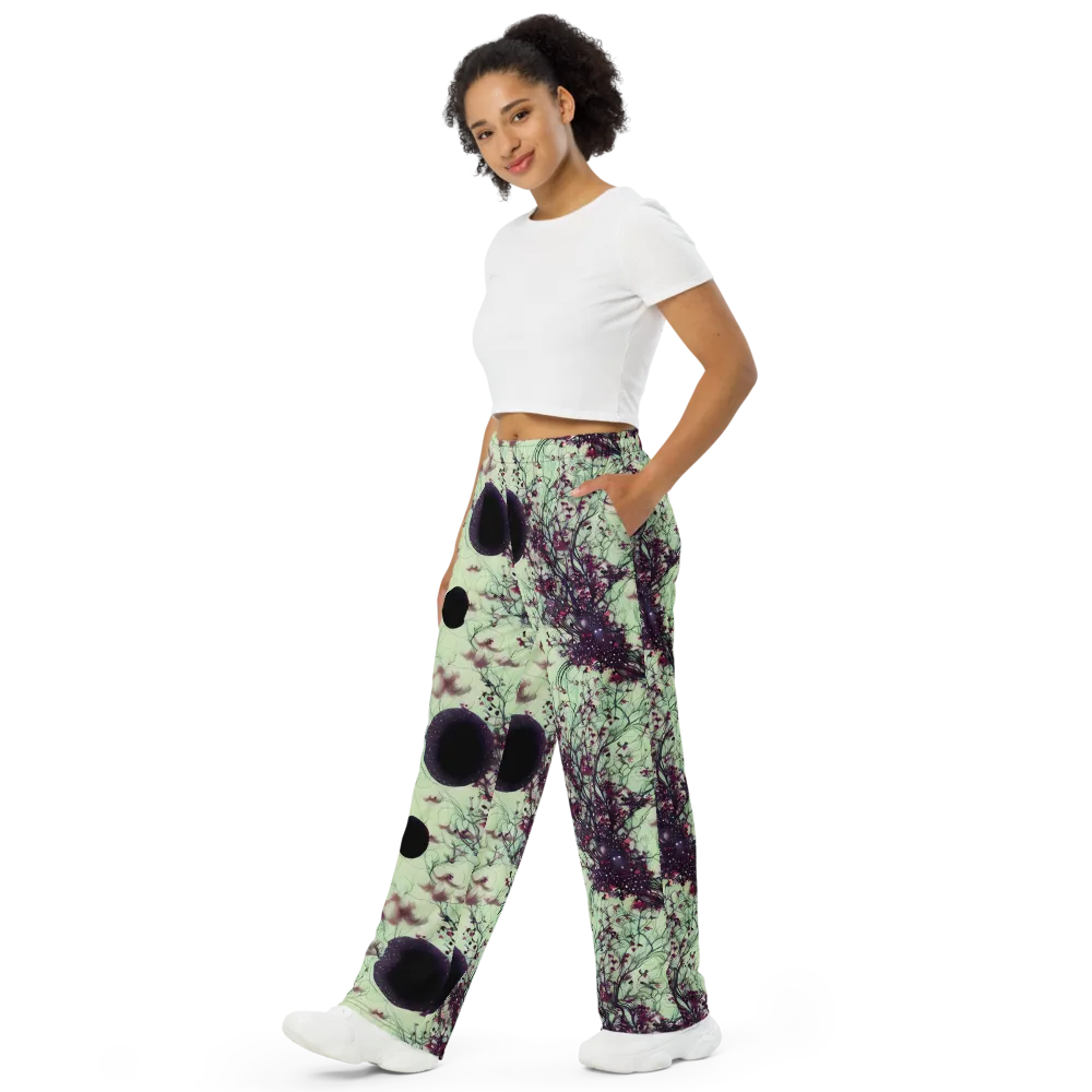 Celestial Bloom on Wide-Leg Pants — Left Front