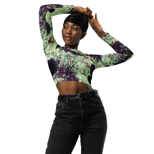 Celestial Bloom on a Long Sleeve Crop Top