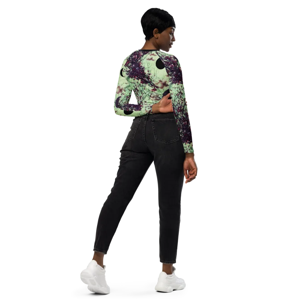 Celestial Bloom on Long Sleeve Crop Top — Right Back