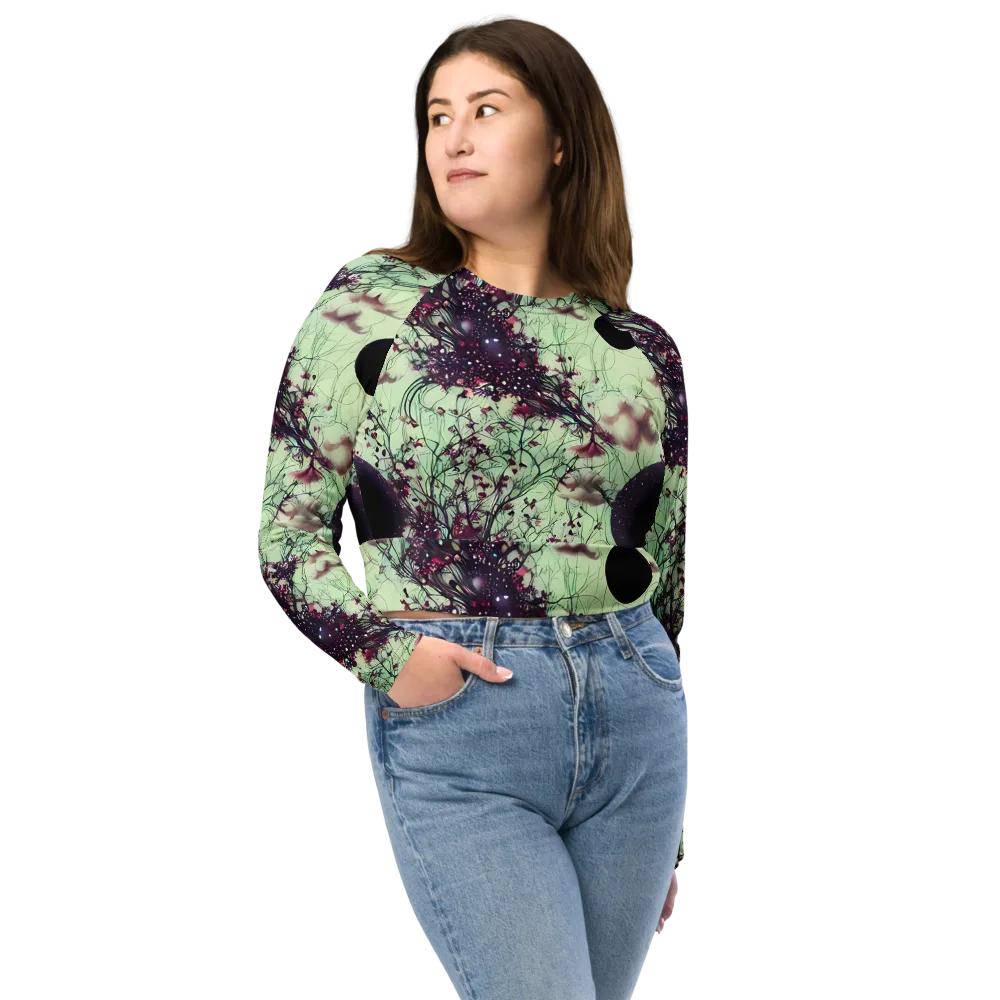 Celestial Bloom on Long Sleeve Crop Top — Front