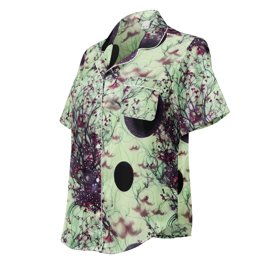 Celestial Bloom on Women's Short Sleeve Pajama Top — Left Front