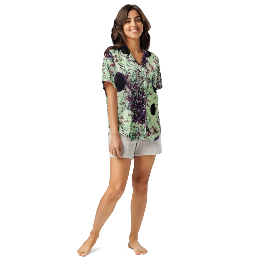 Celestial Bloom on Women's Short Sleeve Pajama Top — Front