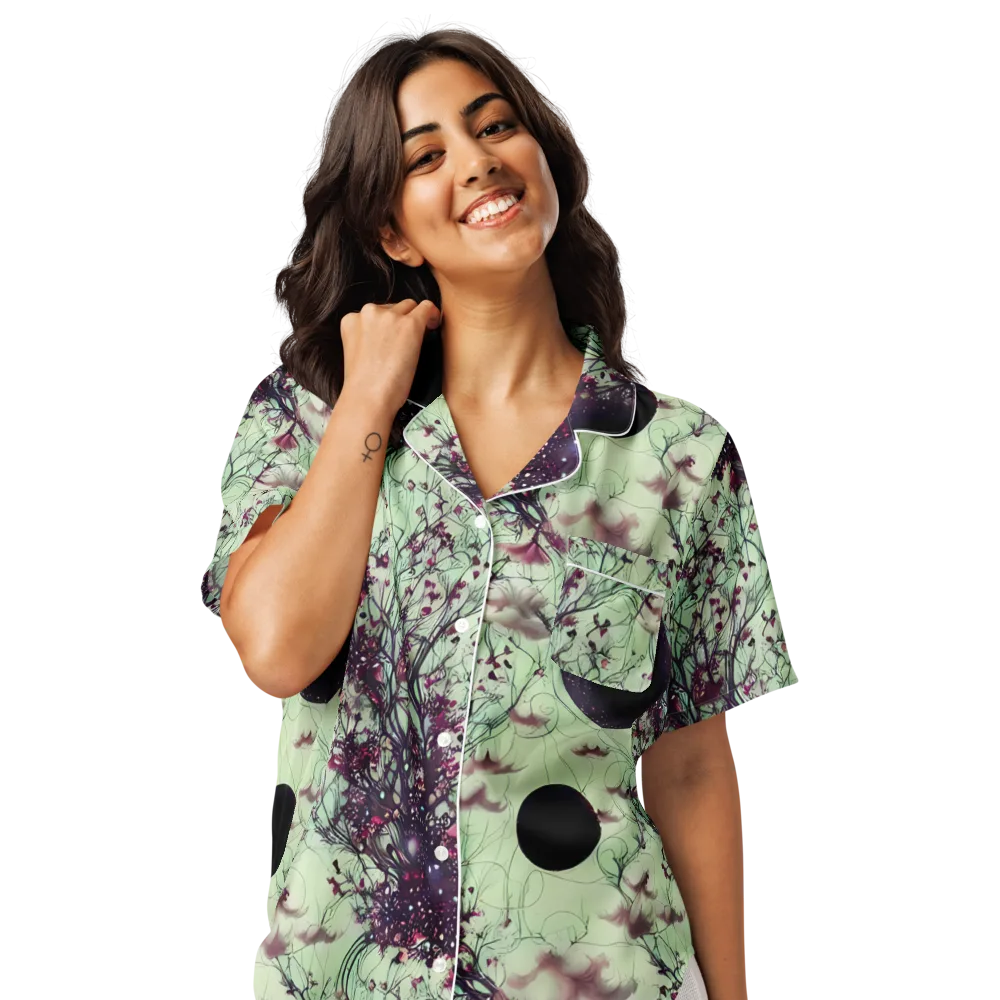 Celestial Bloom on Women's Short Sleeve Pajama Top — Front