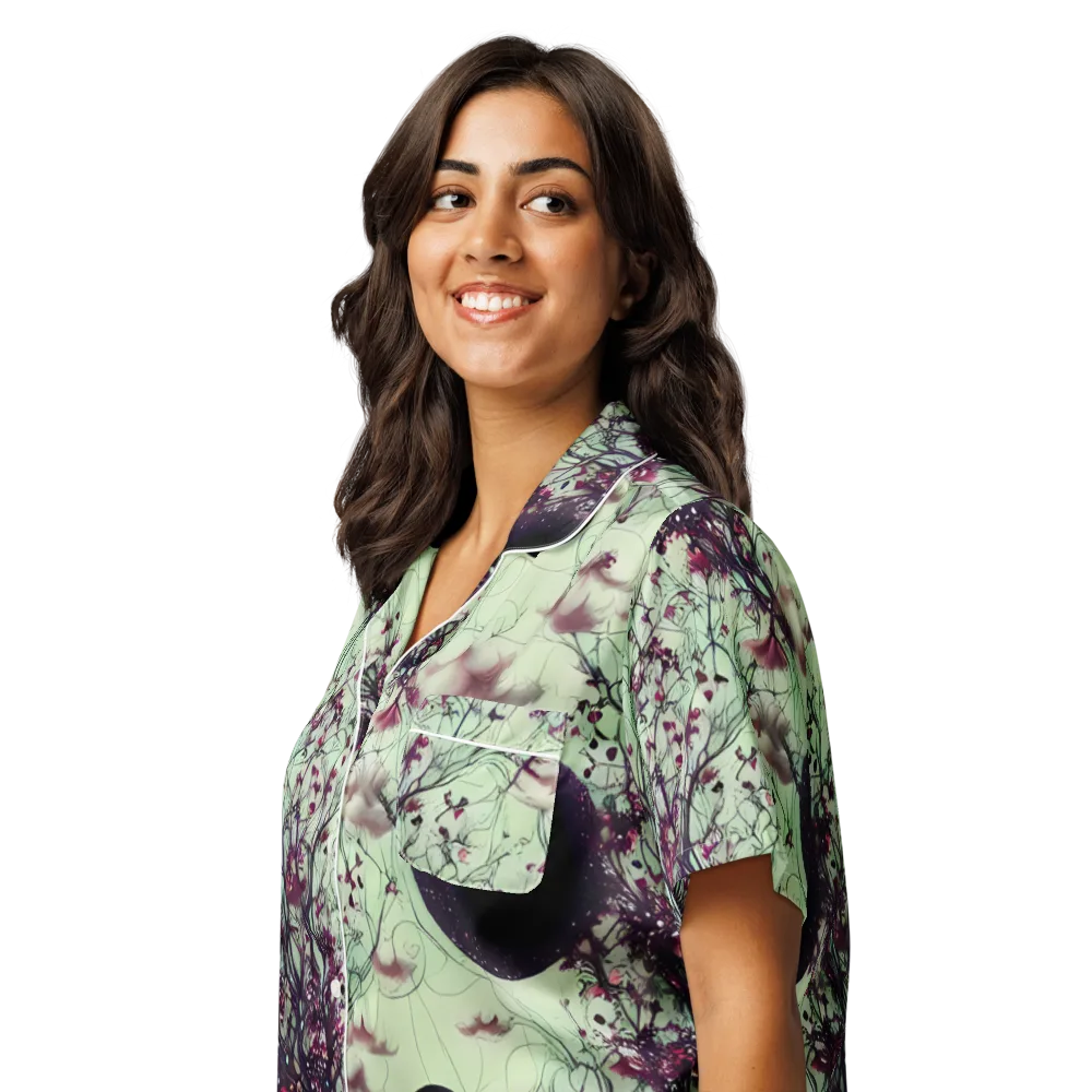 Celestial Bloom on Women's Short Sleeve Pajama Top — Left Front