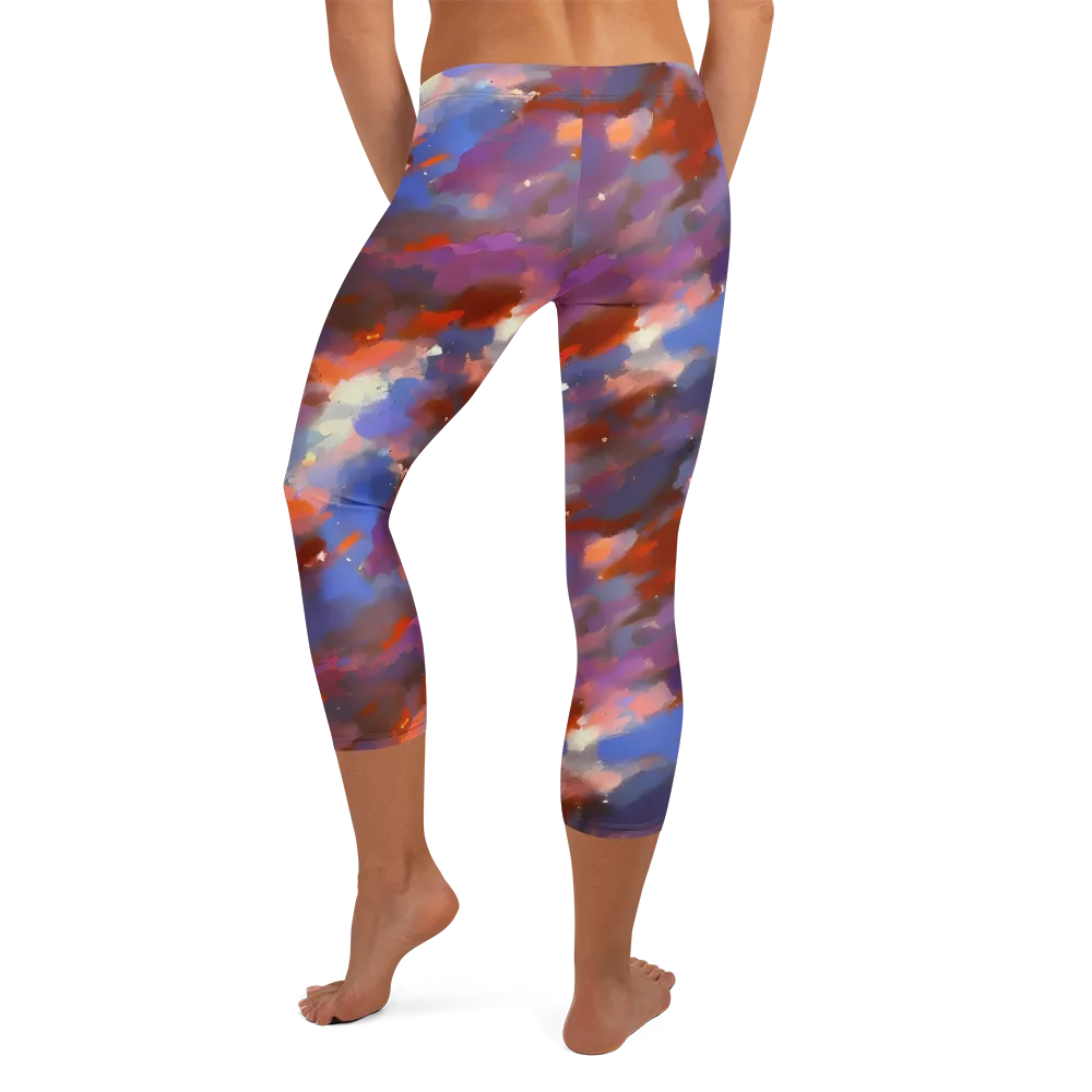 Celestial Brushstroke on Capri Leggings — Back