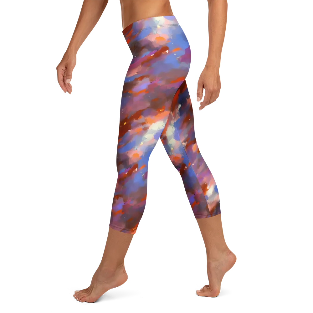 Celestial Brushstroke on Capri Leggings — Left