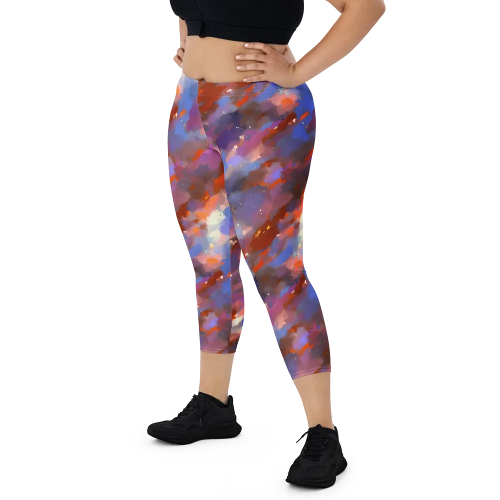 Celestial Brushstroke on Capri Leggings — Front