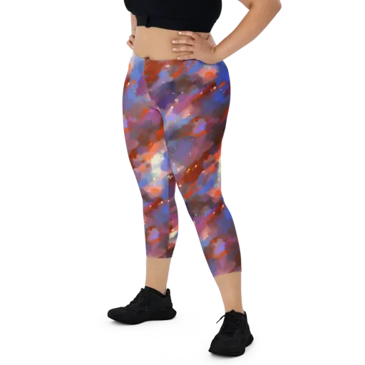 Celestial Brushstroke on a Capri Leggings