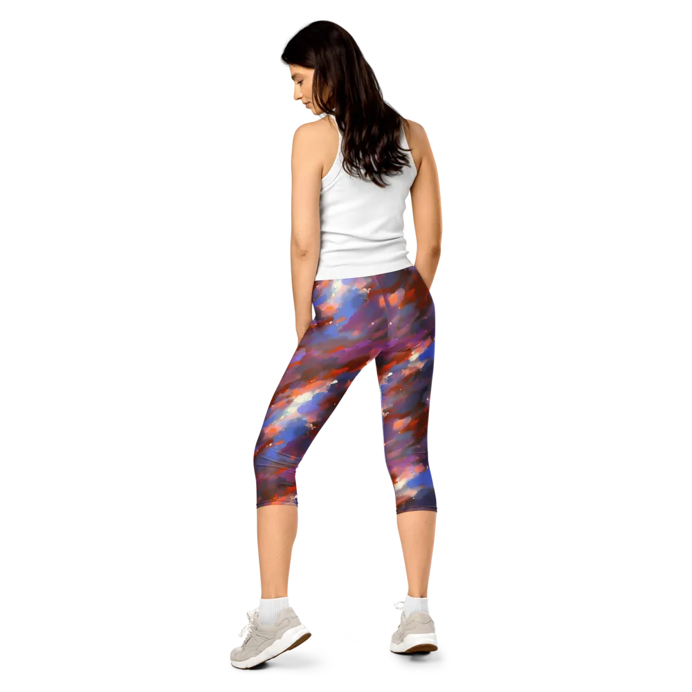 Celestial Brushstroke on Capri Leggings — Back