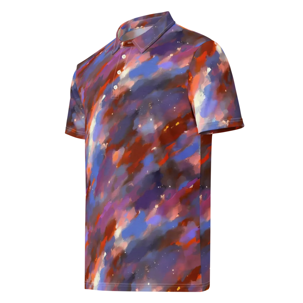 Celestial Brushstroke on Men's Slim Fit Polo Shirt — Left Front