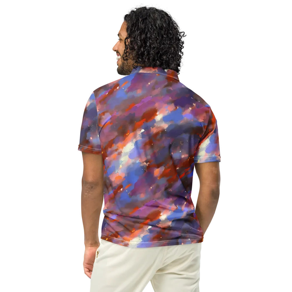 Celestial Brushstroke on Men's Slim Fit Polo Shirt — Back