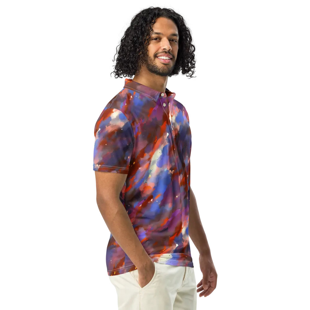 Celestial Brushstroke on Men's Slim Fit Polo Shirt — Right Front