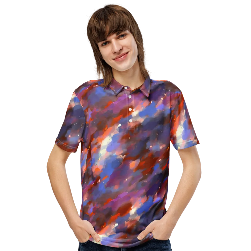Celestial Brushstroke on Men's Slim Fit Polo Shirt — Front