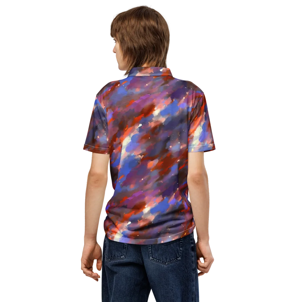 Celestial Brushstroke on Men's Slim Fit Polo Shirt — Back