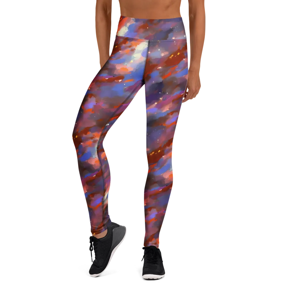 Celestial Brushstroke on Yoga Leggings — Front