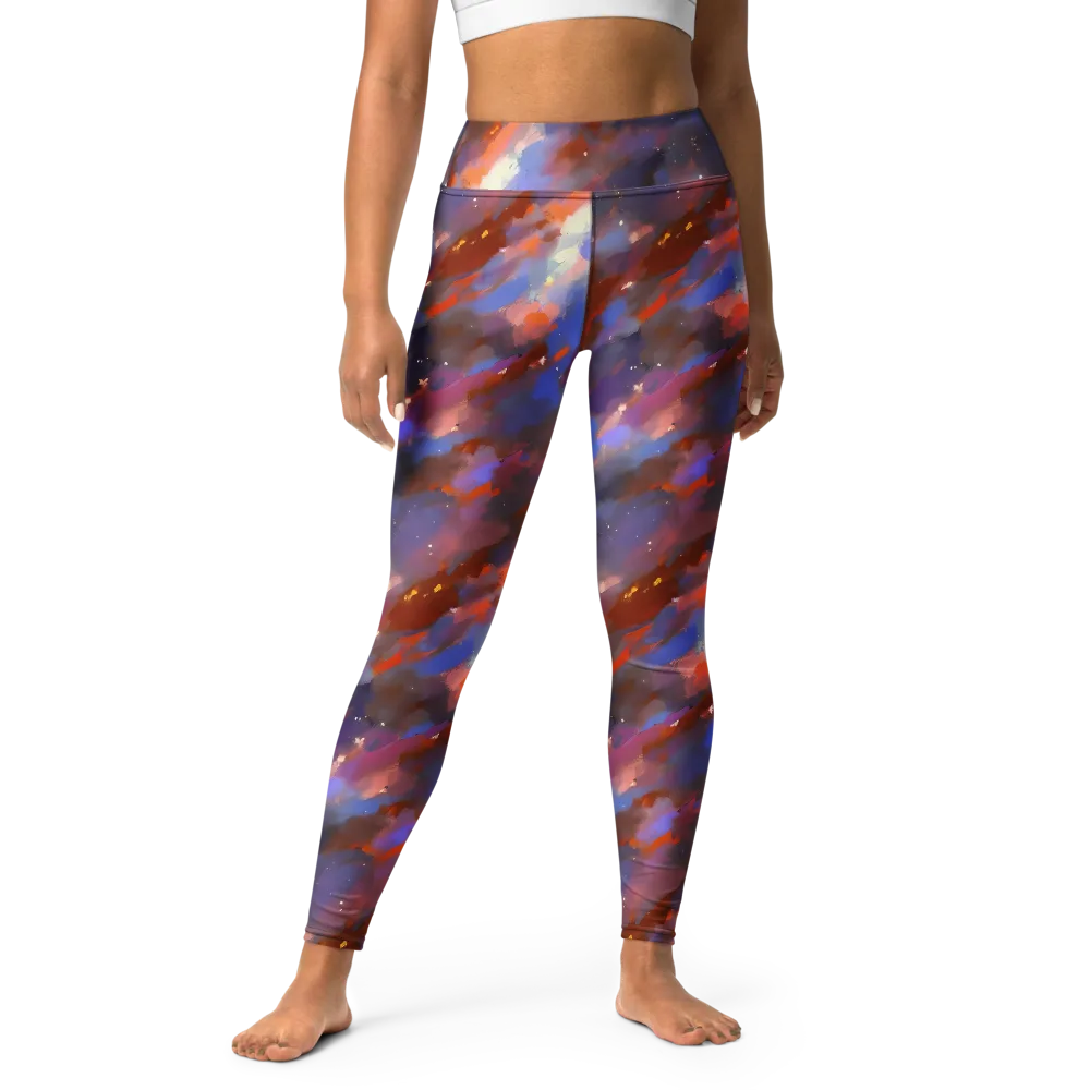 Celestial Brushstroke on Yoga Leggings — Front