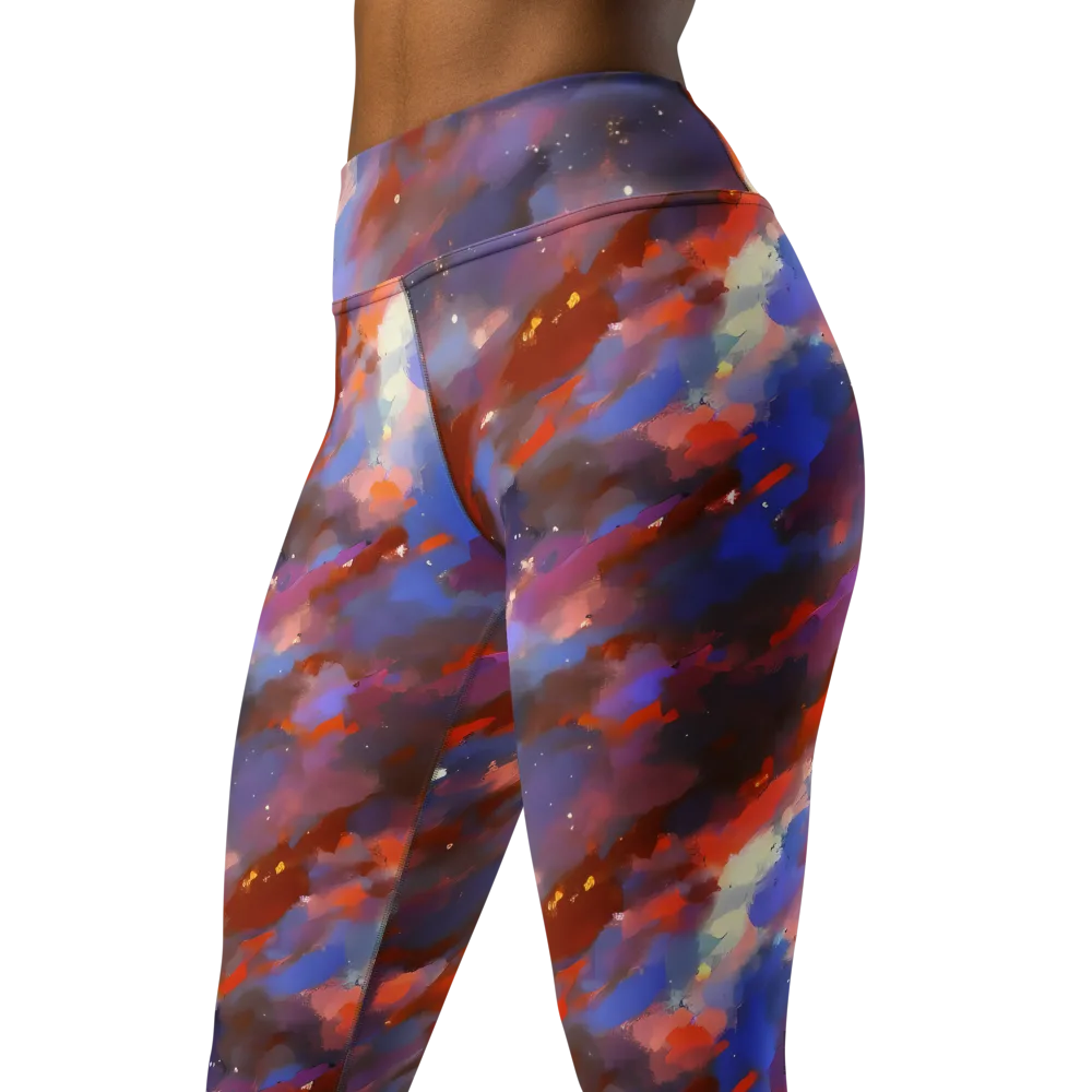 Celestial Brushstroke on Yoga Leggings — Left Front