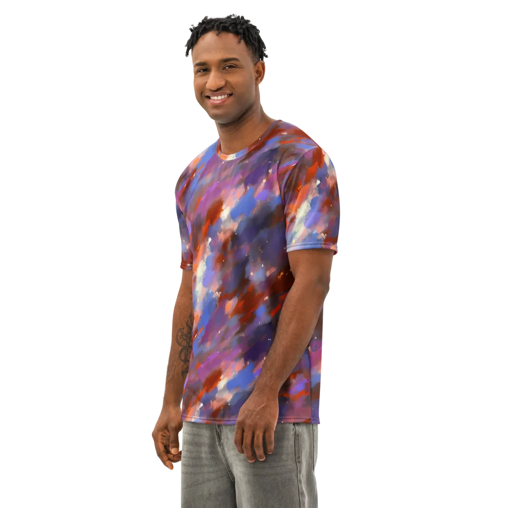 Celestial Brushstroke on Men's Cotton Crew Neck T-Shirt — Left Front