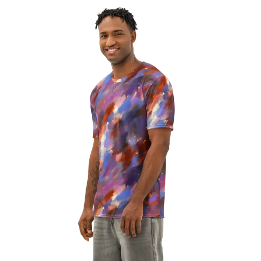 Celestial Brushstroke on a Men's Cotton Crew Neck T-Shirt