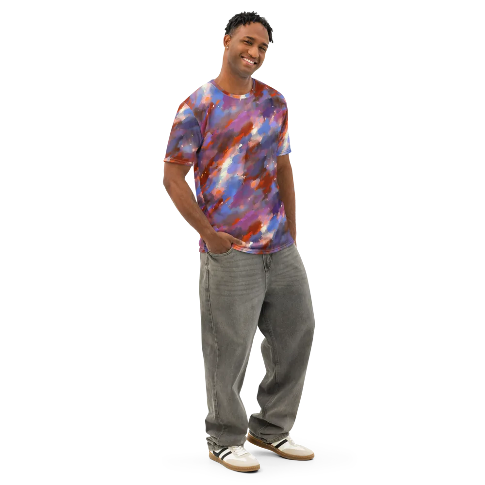 Celestial Brushstroke on Men's Cotton Crew Neck T-Shirt — Right Front
