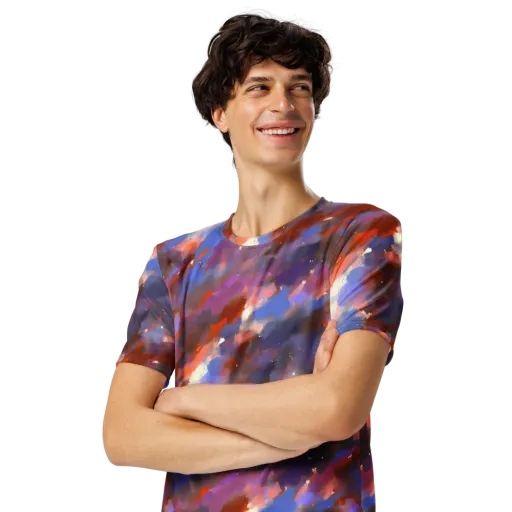 Celestial Brushstroke on a Men's Crew Neck T-Shirt