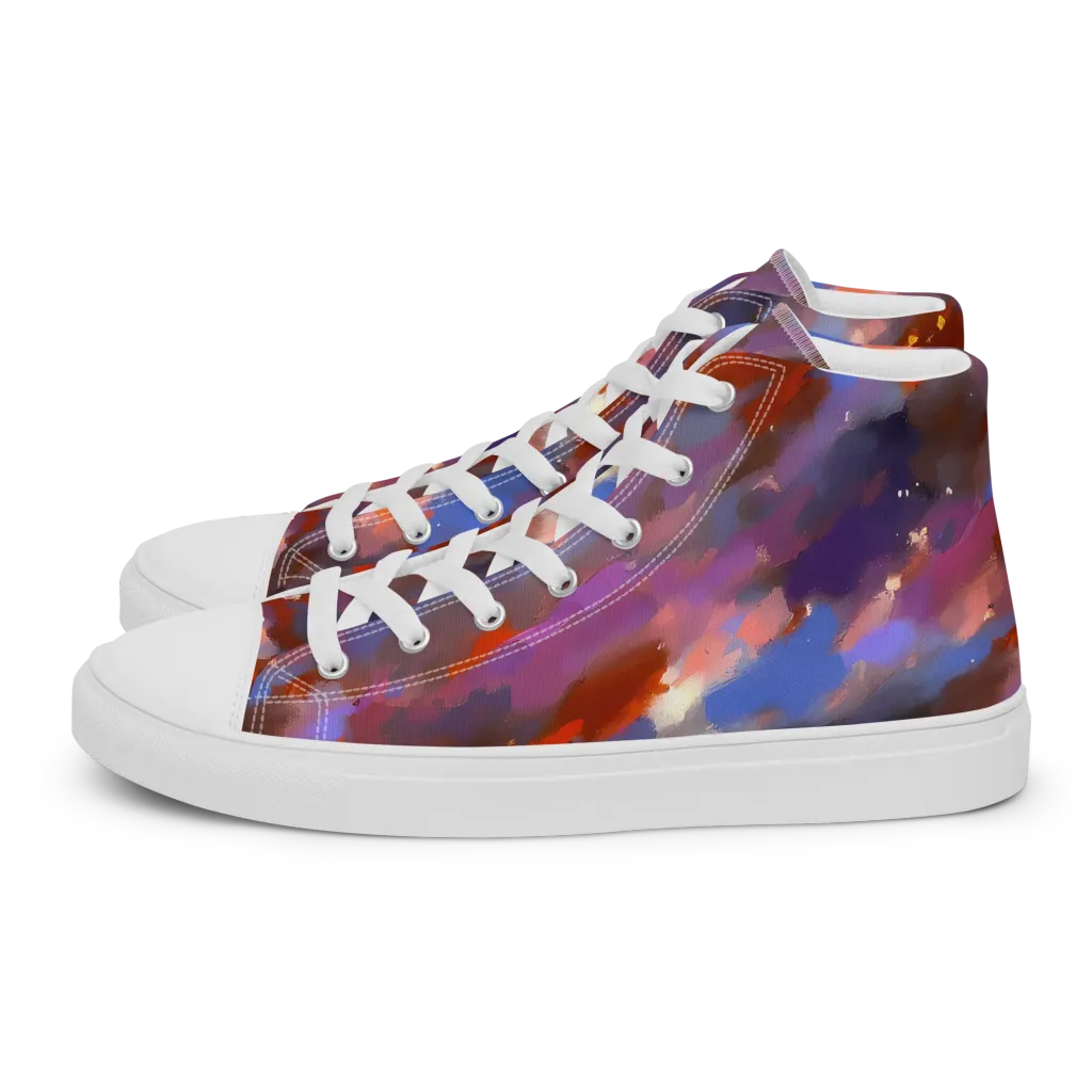 Celestial Brushstroke on Men's High Top Canvas Shoes — Left