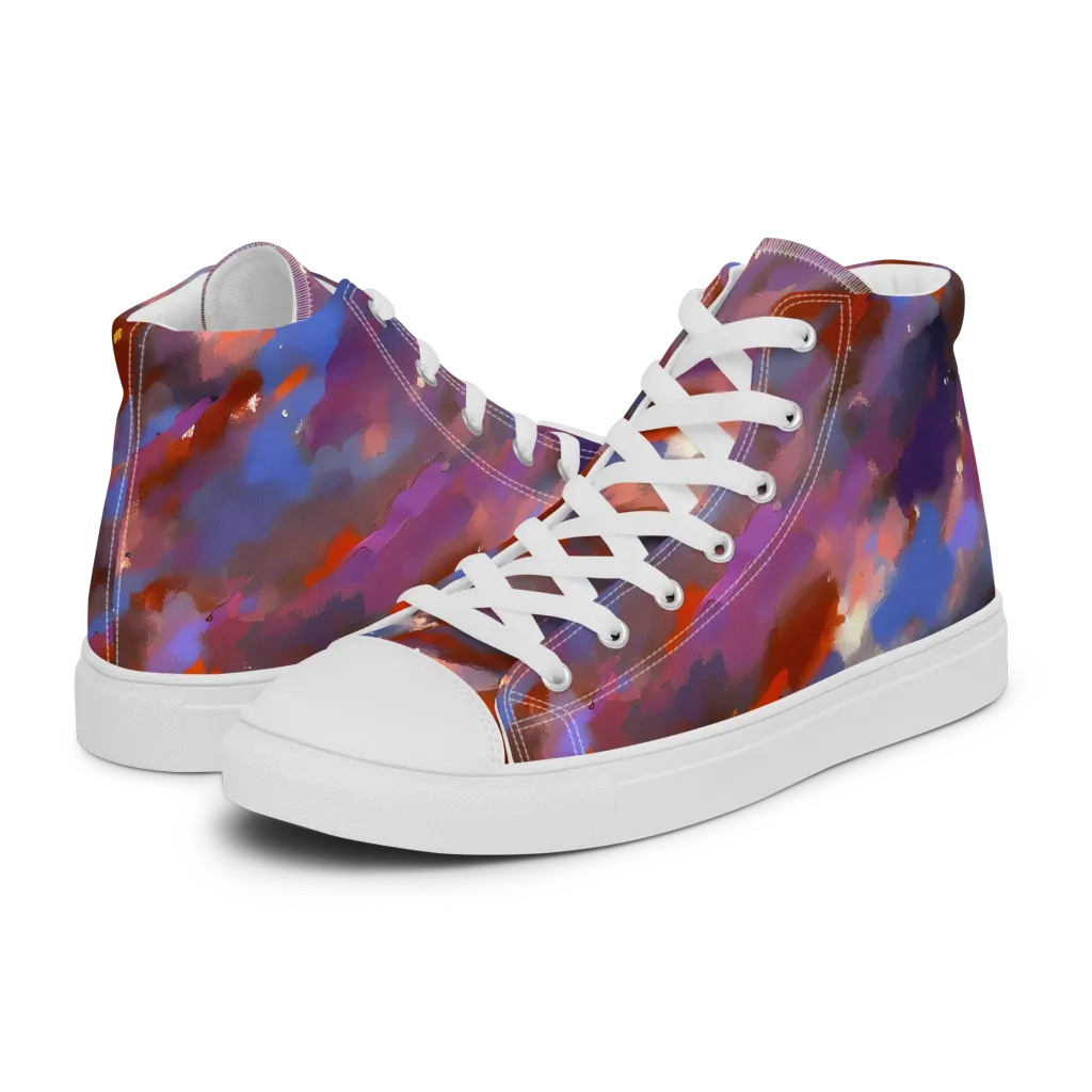 Celestial Brushstroke on Men's High Top Canvas Shoes — Left