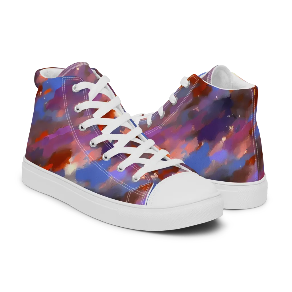 Celestial Brushstroke on Men's High Top Canvas Shoes — Right