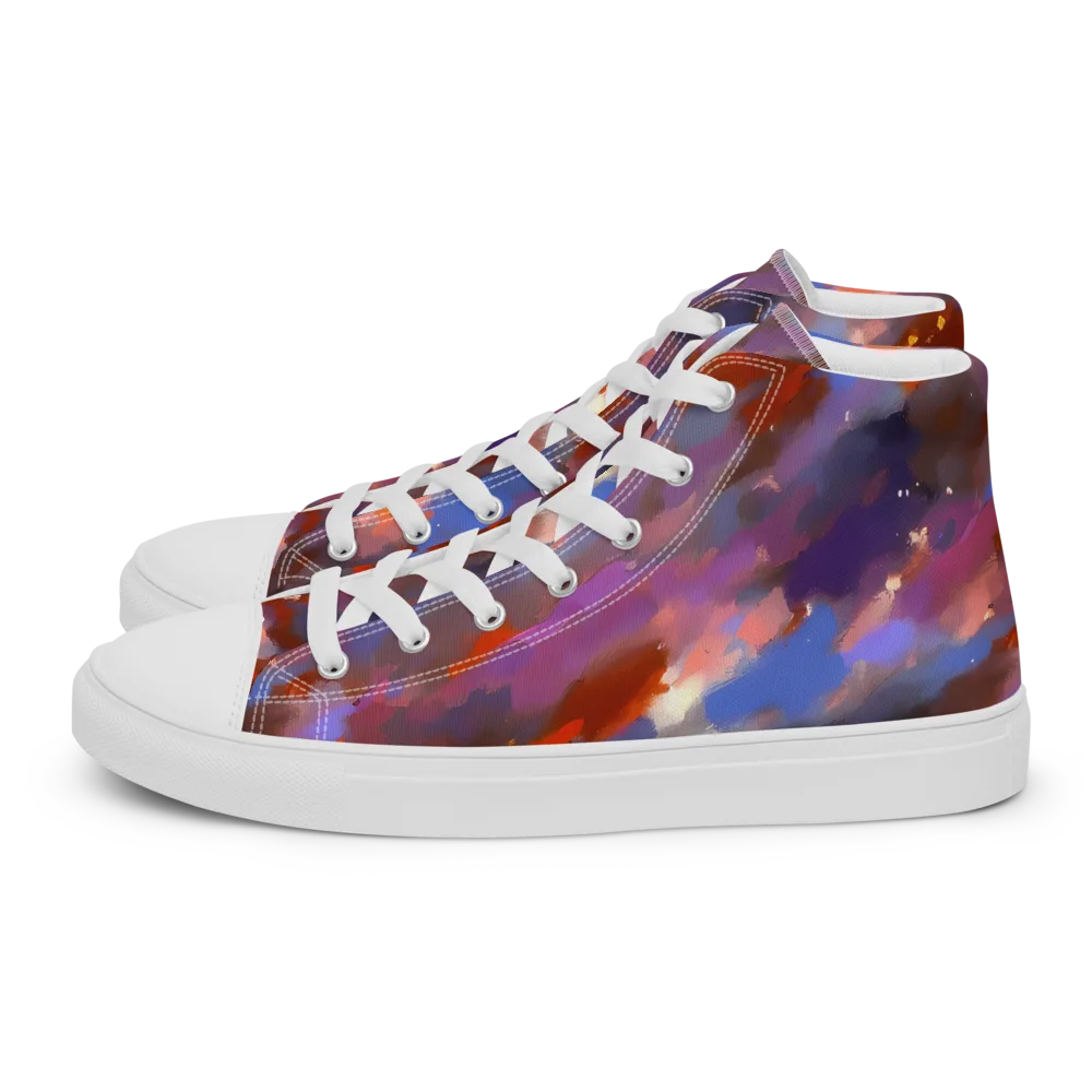 Celestial Brushstroke on Women's High Top Canvas Shoes — Left