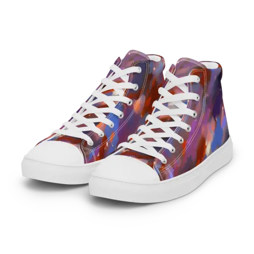 Celestial Brushstroke on a Women's High Top Canvas Shoes