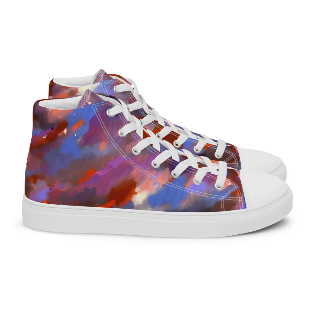 Celestial Brushstroke on Women's High Top Canvas Shoes — Right
