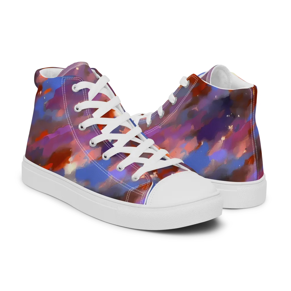 Celestial Brushstroke on Women's High Top Canvas Shoes — Right