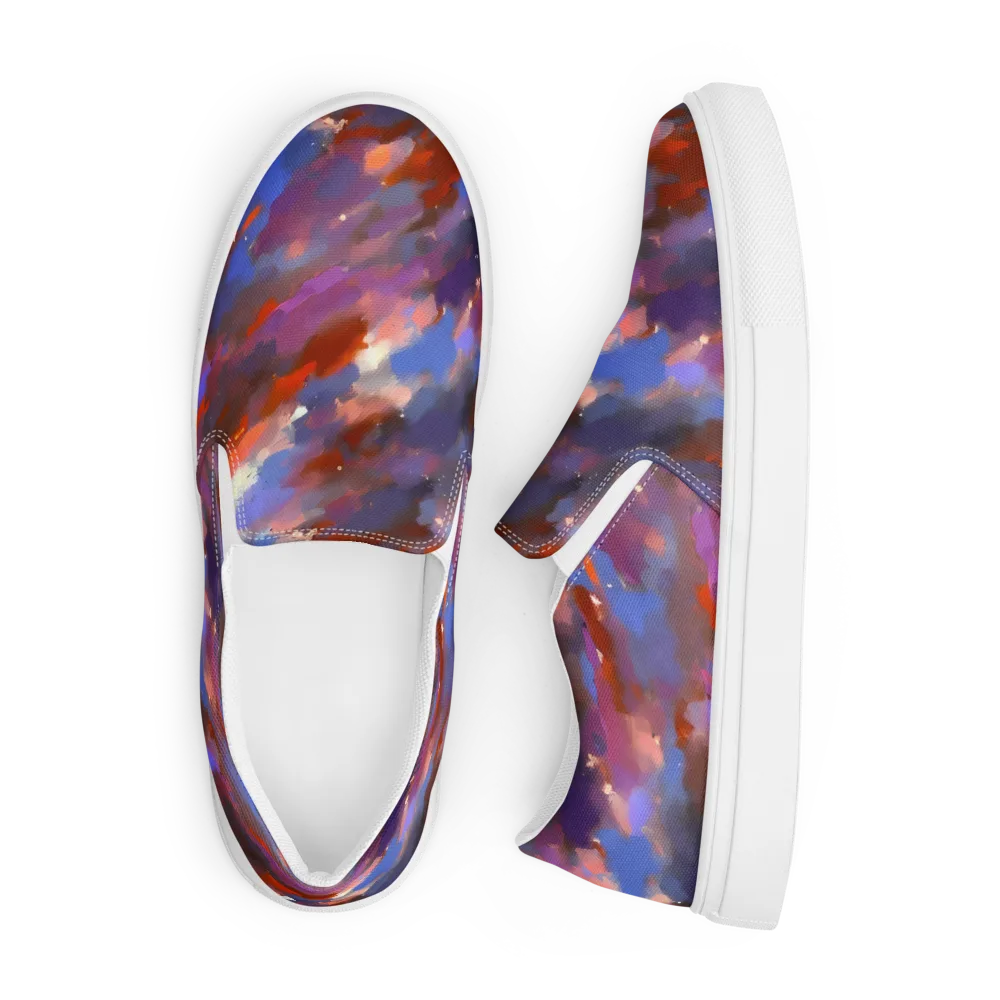 Celestial Brushstroke on Men's Slip-On Canvas Shoes — Front