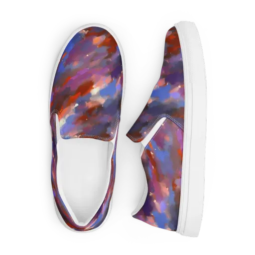 Celestial Brushstroke on a Men's Slip-On Canvas Shoes